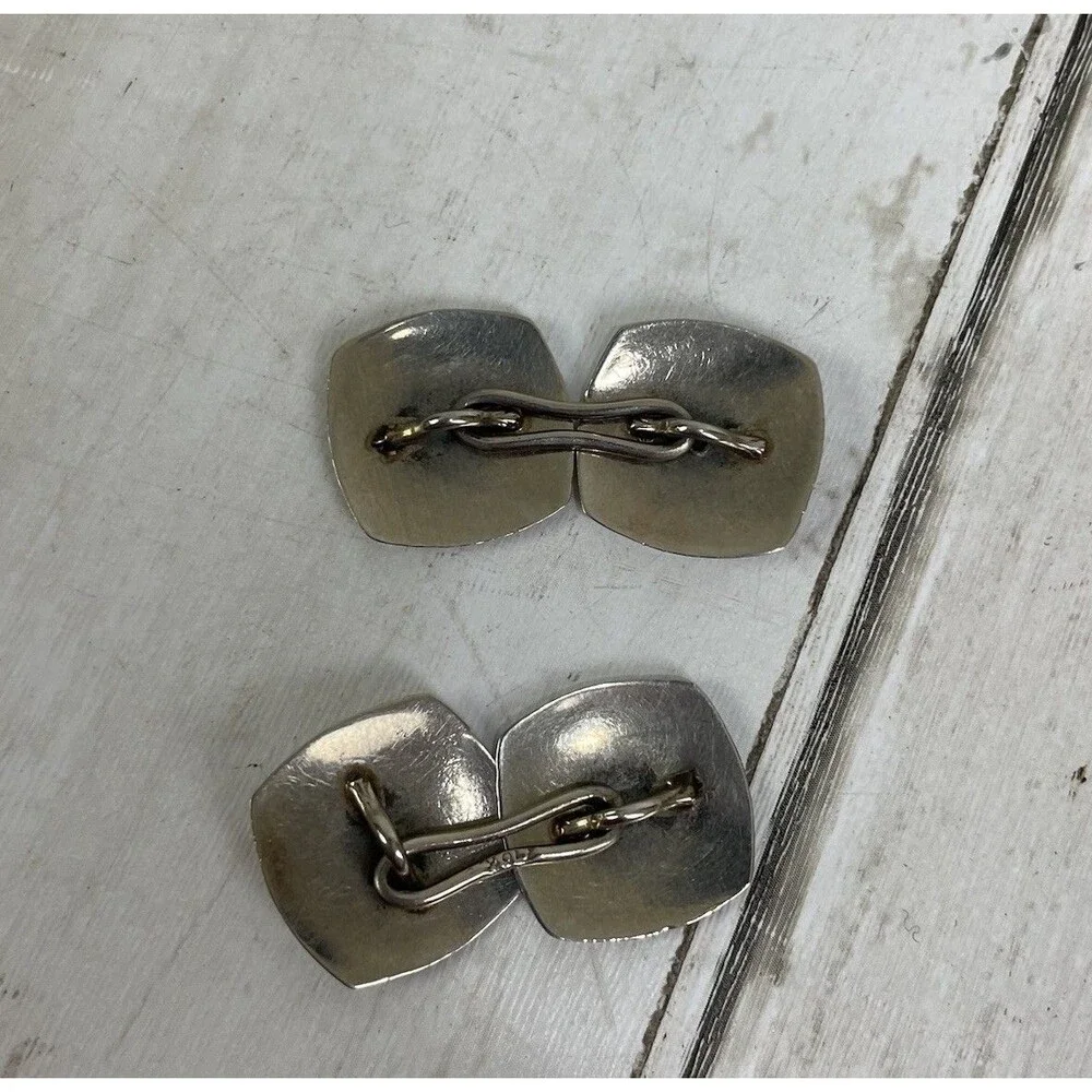 Antique Art Deco 10K White Gold Cufflinks Etched 3.3g Vintage Fine Men's Tuxedo